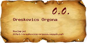 Oreskovics Orgona névjegykártya